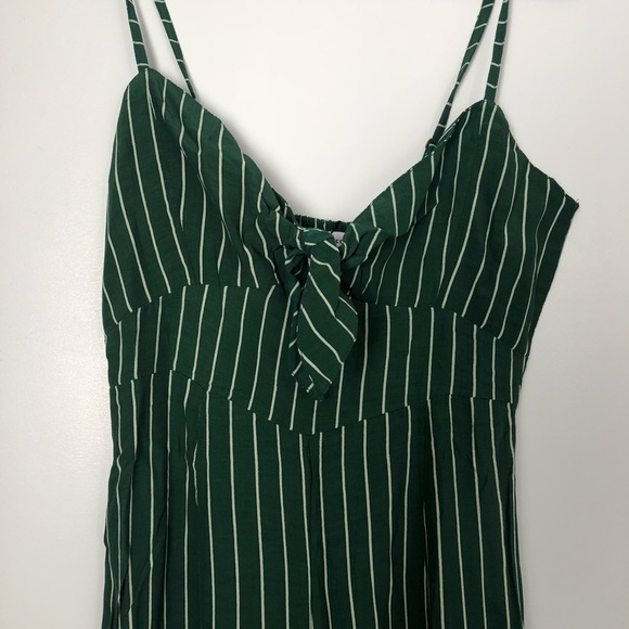 PRESLEY GREEN STRIPED TIE-FRONT JUMPSUIT - Picture 6 of 6